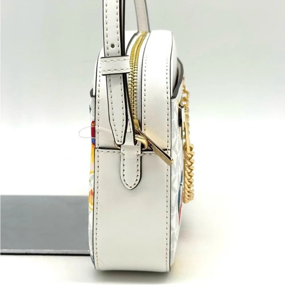Michael Kors Large EW Zip Chain Xbody Crossbody Bag Optic White Multi - Picture 2 of 11